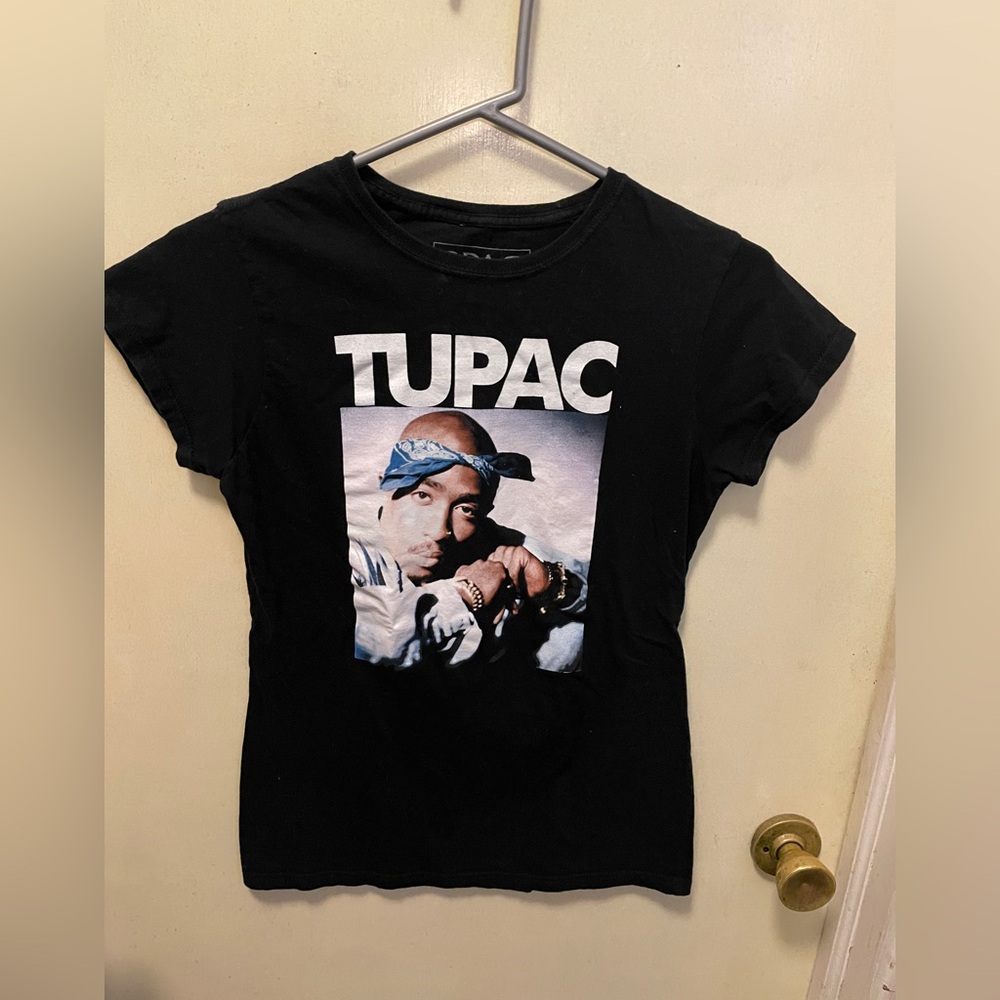 Authentic 2Pac Tupac Shakur Authorized Ladies Women Shirt Bandana Photo M